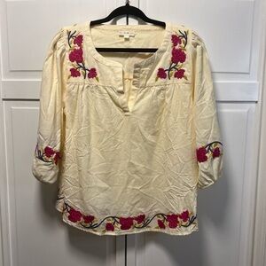 Roller Rabbit Column Embroidery Michi Top Size Women’s Large